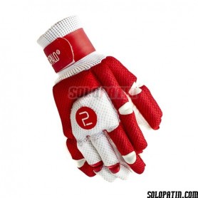 Guantes Hockey Segundo Palo Mesh Rojo Blanco